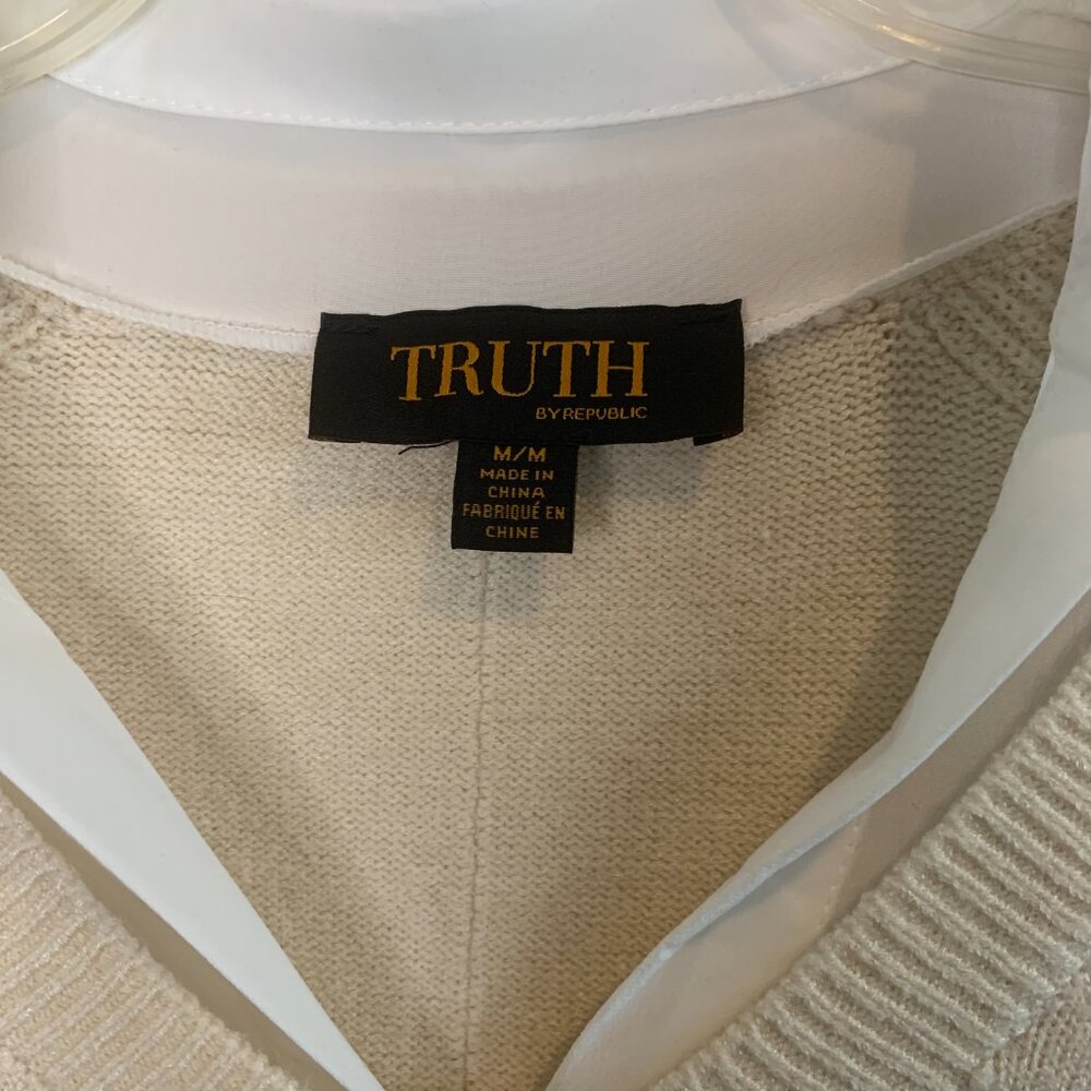 Truth by Republic sweater with combo Color Ivory Size M - Picture 2 of 12